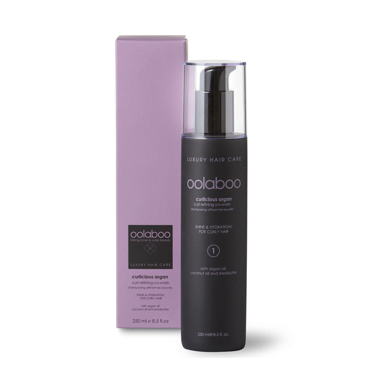 Oolaboo Curlicious Argan Curl Refining Co-Wash 250ml flacone con scatola