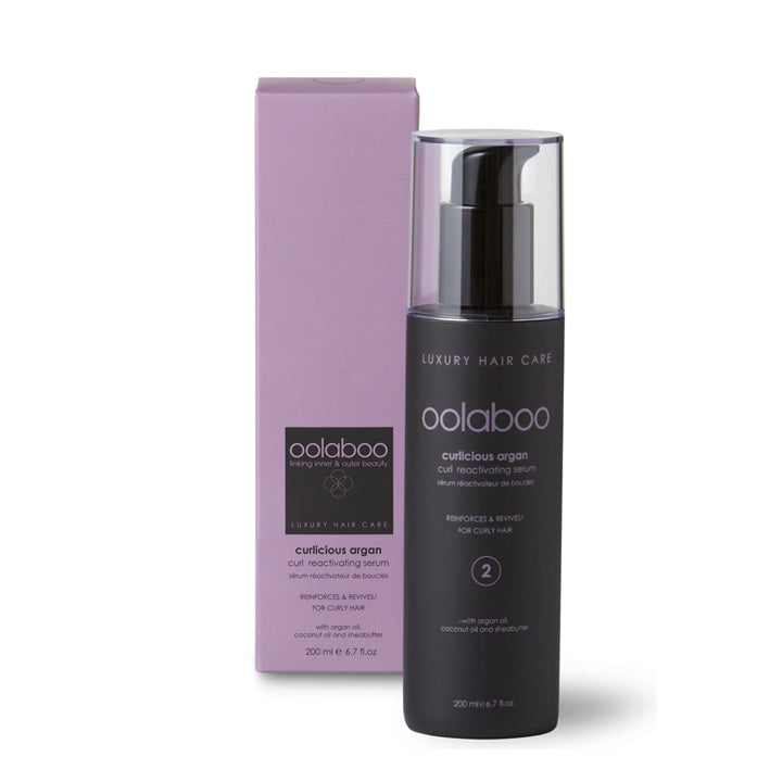 Oolaboo Curlicious Argan Curl Reactivating Serum 200ml flacone con scatola