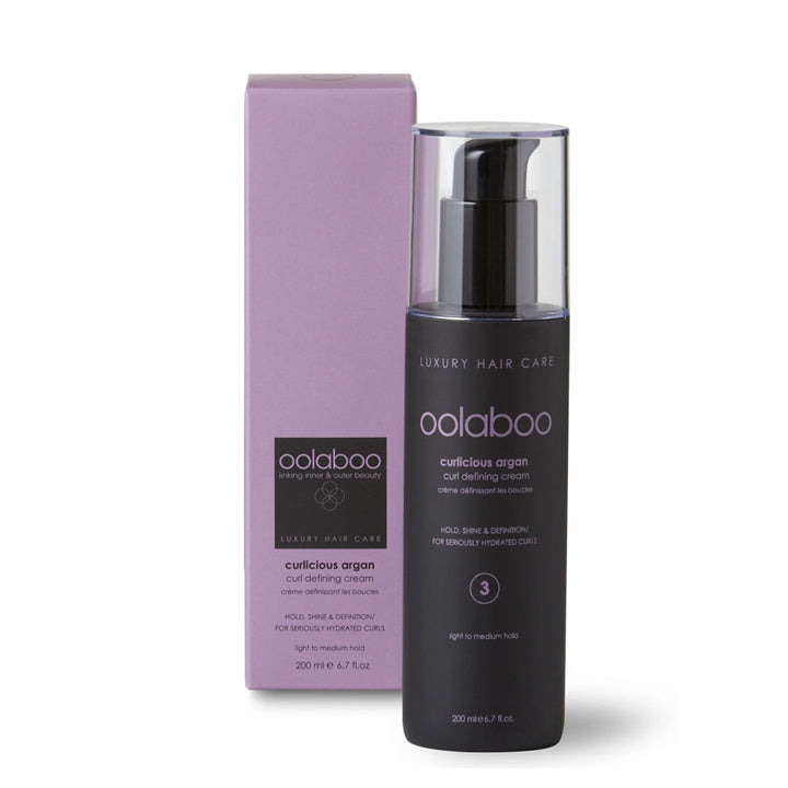 Oolaboo Curlicious Argan Curl Defining Cream 200ml flacone con scatola