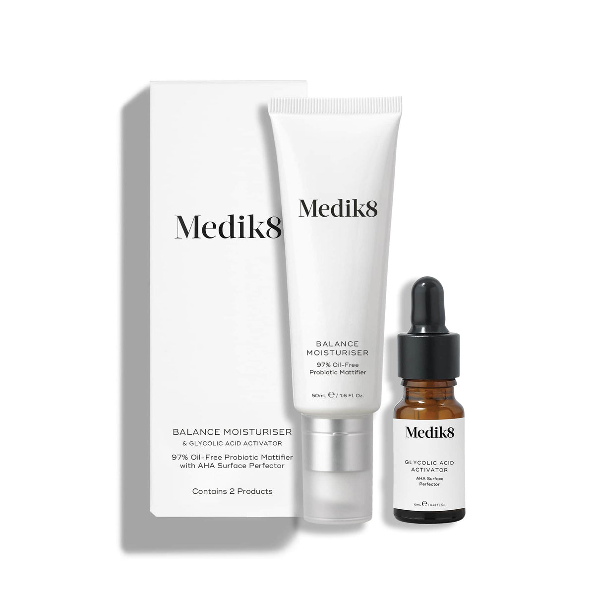 Medik8 Balance Moisturiser Glycolic Acid Activator con confezione