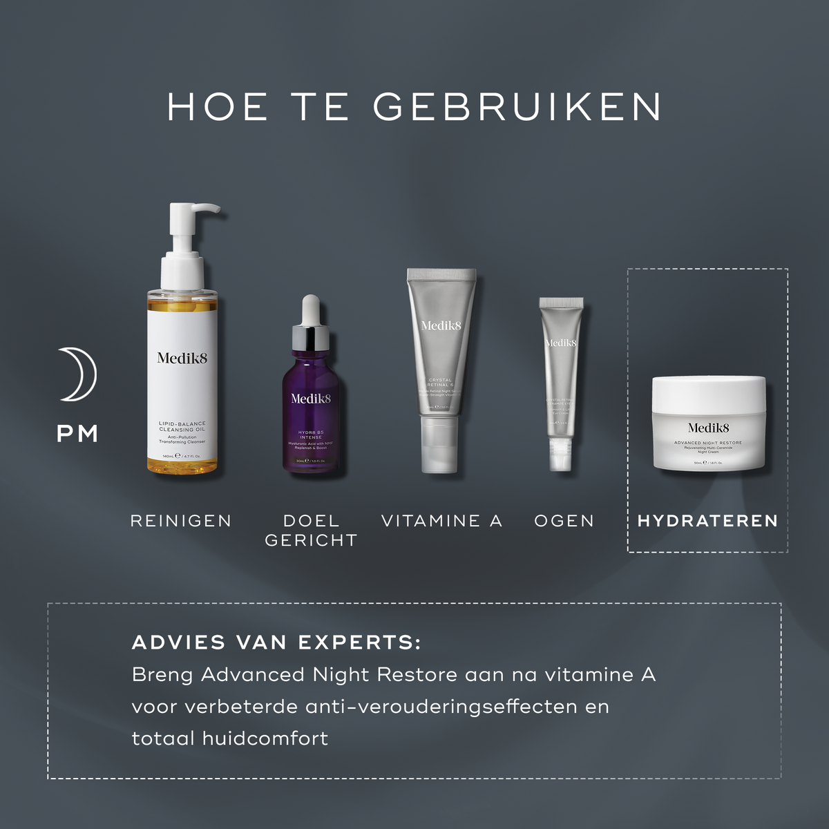 Medik8 Advanced Night Restore 50ml layering-gids