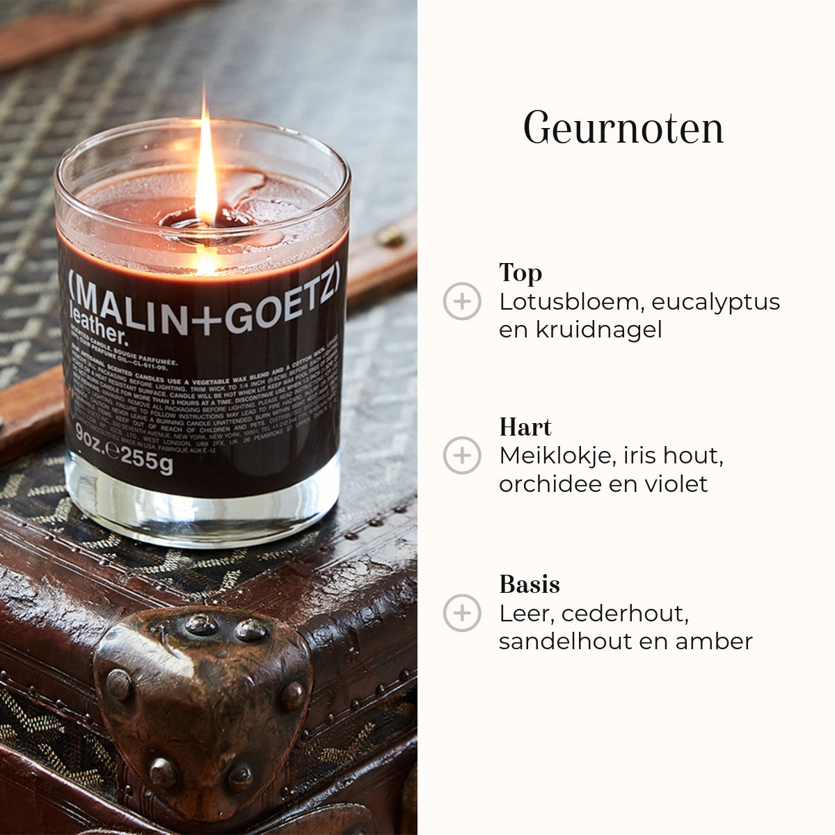 Geurkaars - Leather 255gr note olfattive