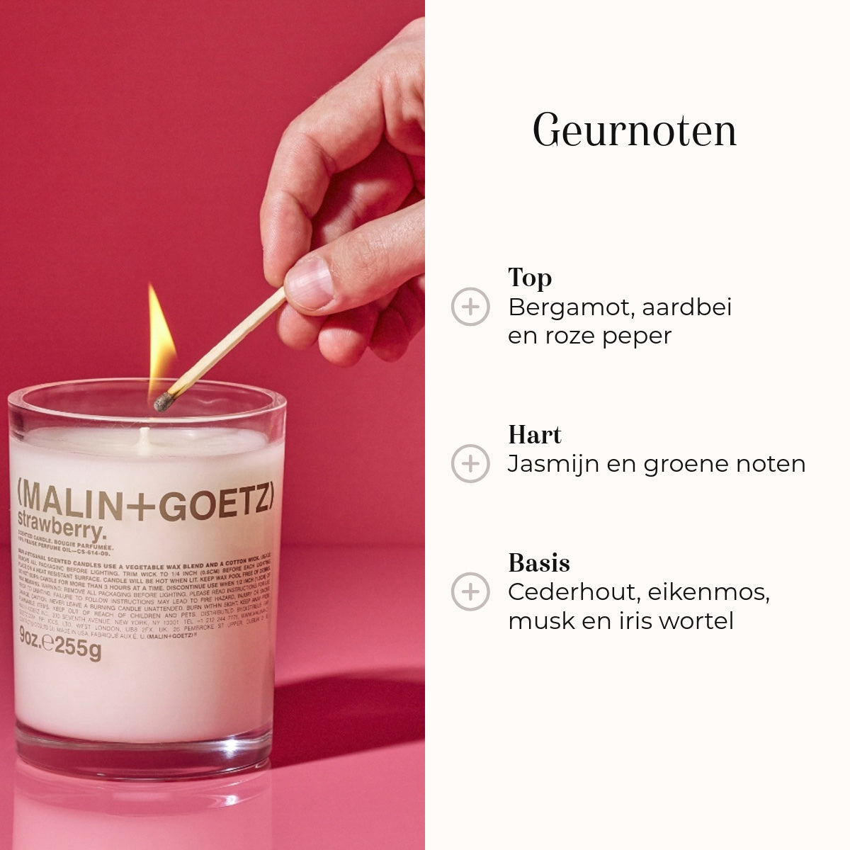 Geurkaars Strawberry 255gr note olfattive