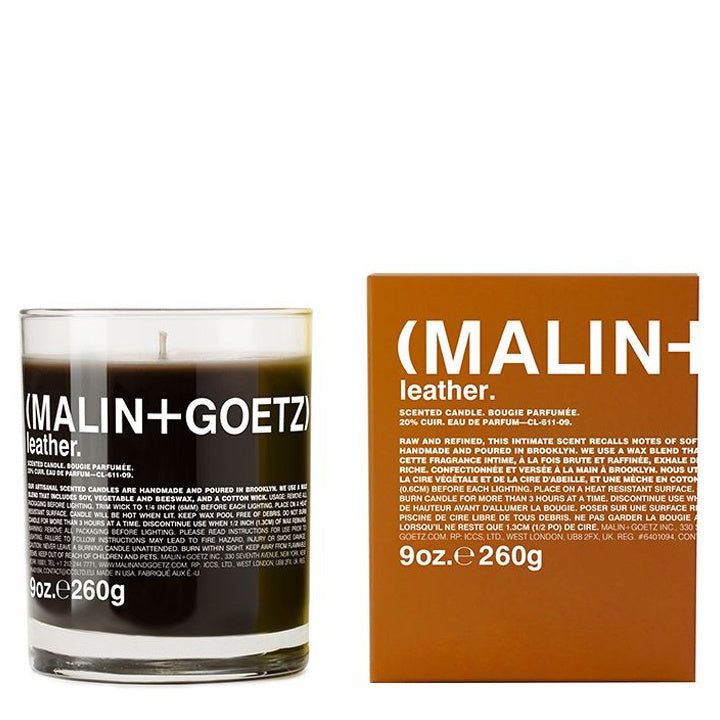 Malin+Goetz leather candela profumata con scatola