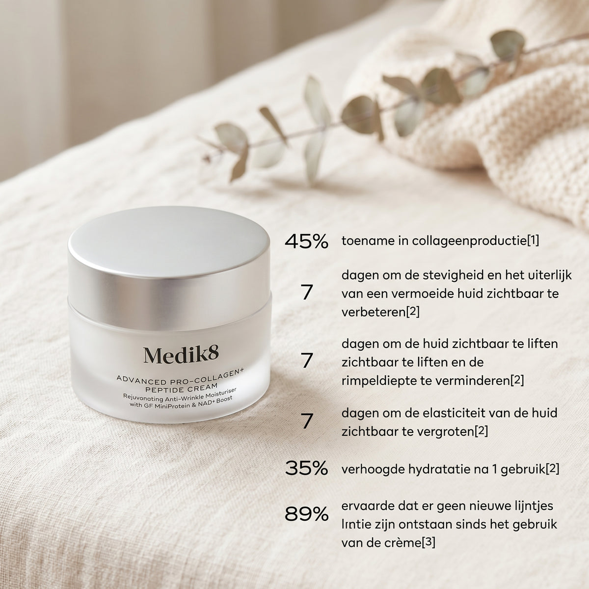 Medik8 Advanced Pro Collagen+ Peptide Cream vasetto con risultati clinici