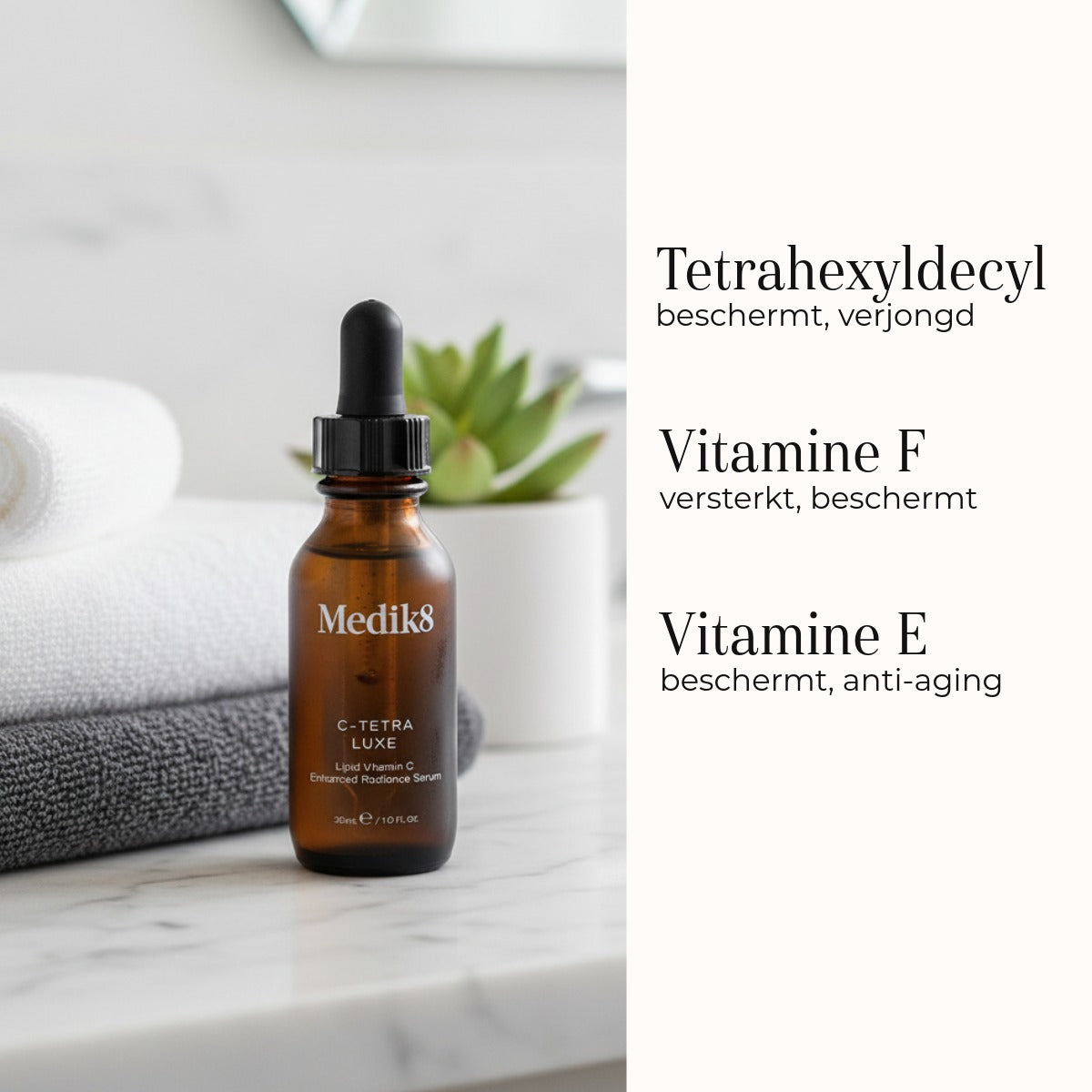 Medik8 C-Tetra Luxe 30ml ingredienti tetrahexyldecyl, vitamina F e vitamina E