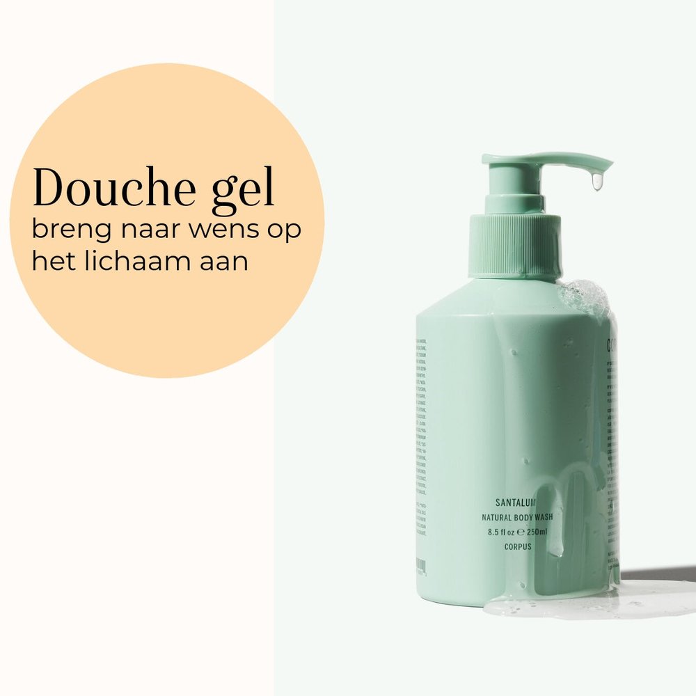 Corpus Naturals Body Wash Santalum 250ml gebruik op het lichaam