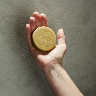 Oolaboo Super Foodies Eco Shampoo Bar in mano