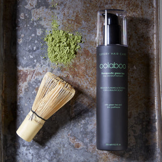 Oolaboo Therapeutic Green Tea Stop Dandruff Shampoo con matcha e frusta