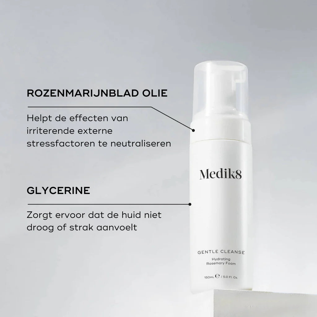 Medik8 Gentle Cleanse ingredienti olio di foglie di rosmarino e glicerina
