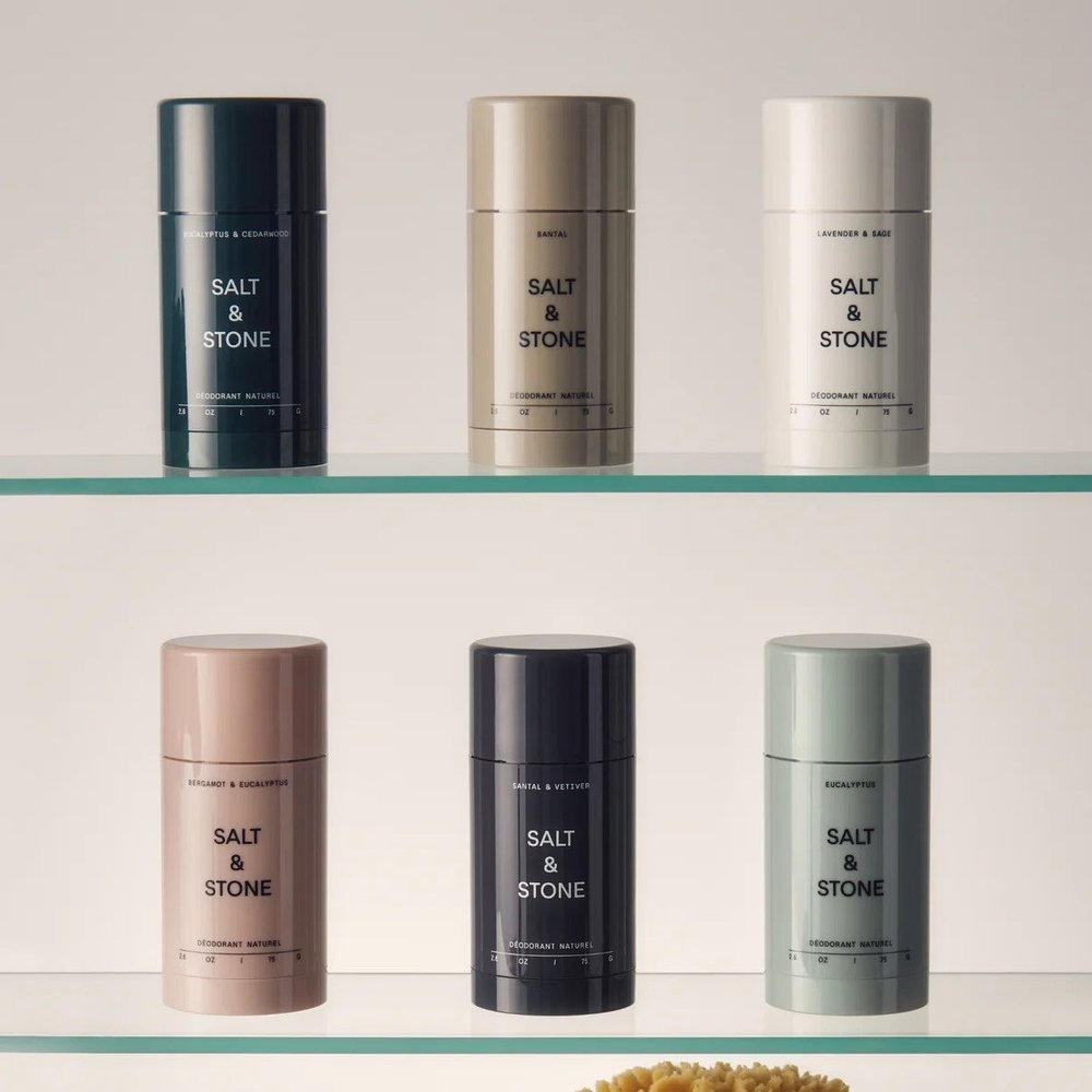 Salt & Stone Deodorant Bergamot & Hinoki Extra Strength 75gr collectie op plank
