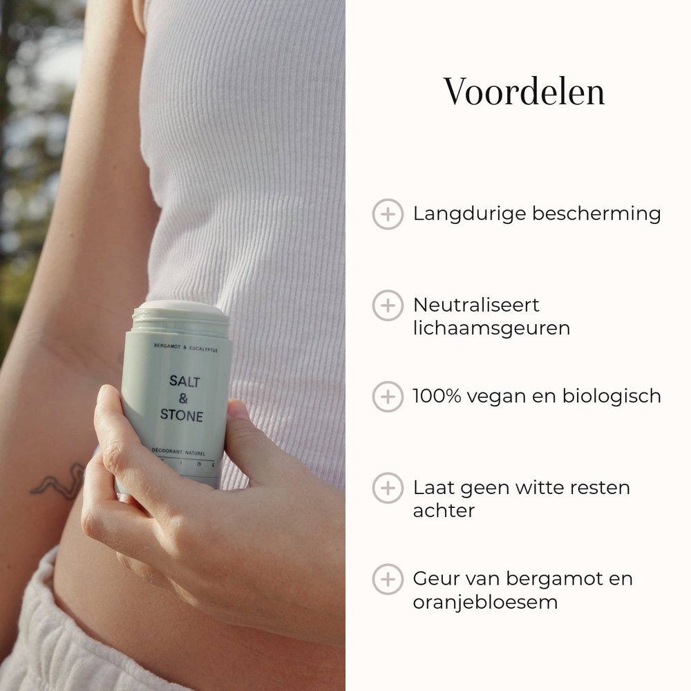 Salt & Stone Deodorant Bergamot & Hinoki Extra Strength 75gr voordelen met stick